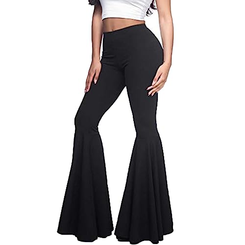 GUOLEZEEV Women High Waisted Flare Pants Solid Color Fashion Pleated Bell Bottoms(7 Colors)2