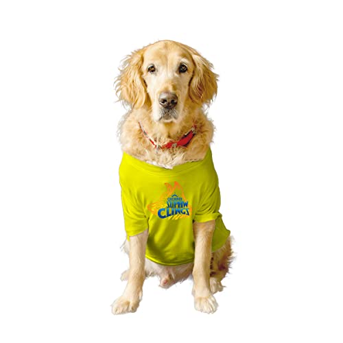 Image of Ruse Crew Neck Half Sleeves T-Shirt for Dogs IPL Replica Chennai Supaw Clings Team Dog Cotton Jersey Printed Breathable Tees Apparel for Pet - Gift for Dogs (Puppy,Shih Tzu) (Yellow, XS)