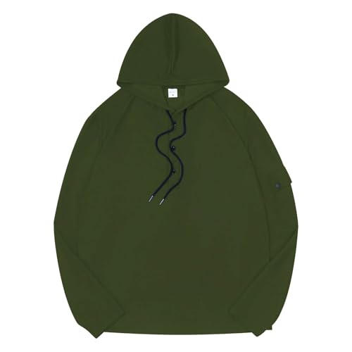 Waffle Hoodies for Men Long Sleeve Drawstring Sweatshirts Lightweight Casual Relaxed Fit Solid Color Pullovers 20252