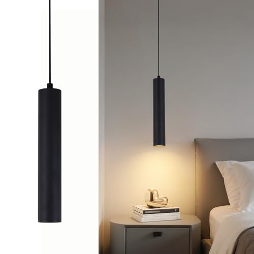 Lámpara colgante LED moderna de aluminio negro con acabado mate texturizado