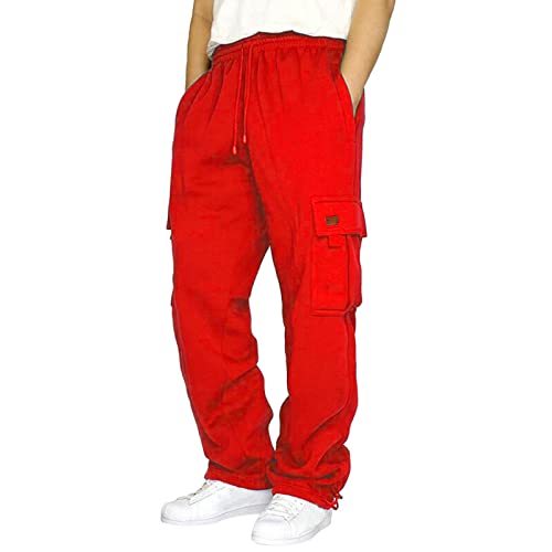 Baggy Cargo Sweatpants for Men Plus Size Elastic Waist Sweat Pants Drawstring Open Bottom Athletic Joggers Trousers2