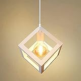 HeTaiDa Lampadario Cucina Industriale, Lampada a Sospensione E27 per camera da letto (Bianca)