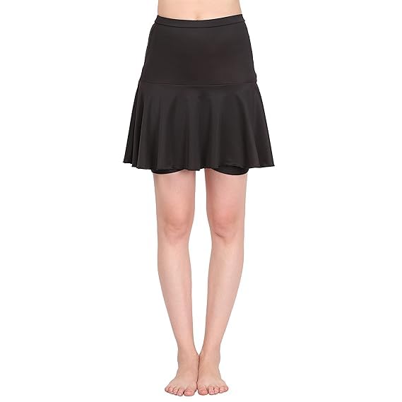 RZLECORT Sports wear Swimming Costume Swimming Dress Crop top Skirt with Attach Shorts for Women and Girls (S, Black) 1