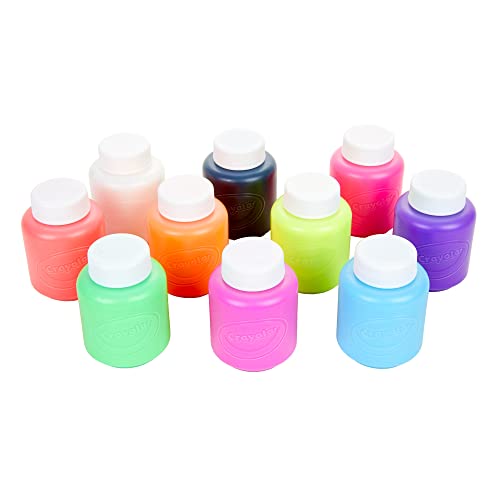 Crayola Washable Kids Neon Paint 10 Pack, 2 fl oz Bottles for Classroom and Home Projects,Bright Non-Toxic Colors for Posters and Crafts,painting colour set, ideal water color paint set, Age 3+ Years