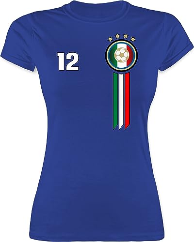 Shirt Damen - Fußball EM WM - 12. Mann Italien Emblem - M - Royalblau -...