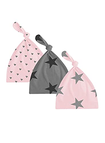 Image of A.T.U.N. (ALL THINGS UBER NICE) Unisex Kids Cotton Printed Knot Hats for Baby Boys and Girls (Pack of 3)
