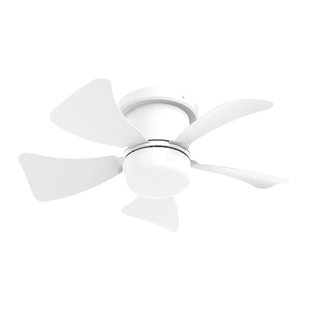 Bilake Small Ceiling Fan White Oristan DC Mini Ceiling Fan with Remote Control and Adjustable Light, 3 Light Colours, 5 Blades, Ø40cm