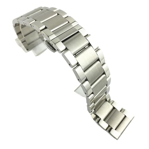 Genérico DSHDFJ Correa De Reloj De Acero Inoxidable De Repuesto con Hebilla De Mariposa De Dos Colores Mate Brillante 16 18 20 21 22 23 24 26 Mm(Glossy Matte Silver,23mm)