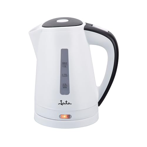 Jata HA701 Hervidor de Agua Eléctrico 1 Litro, 2200 W, Base 360º, Desconexión Automática, Recogecables, Ebullición Rápida, Visor Agua, Filtro Extraíble