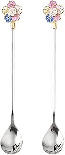 Łyżeczka do herbaty stal szlachetna Sakura łyżka mieszadło do kawy łyżka stal szlachetna łyżka do zupy ciasto deser spoo łyżeczka do herbaty (kolor: C, rozmiar: 2 sztuki)