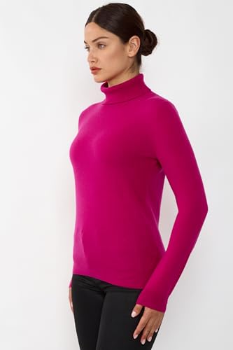 Image of JENNIE LIU Women's 100% Pure Cashmere Long Sleeve Pullover Turtleneck Sweater