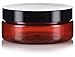 4 oz / 120 ml Amber Plastic PET Refillable Extra Low Profile Jar (BPA Free) with Black Lid (12 Pack)