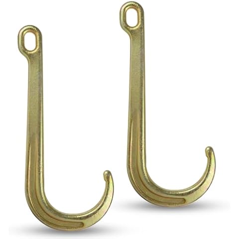 FWEEK 2 Pack 15 Inch J Hook Tow Hook G70 Heavy Duty Yellow Zinc Plated J Tow Hook for Tractor Trailer Truck Transport Cover