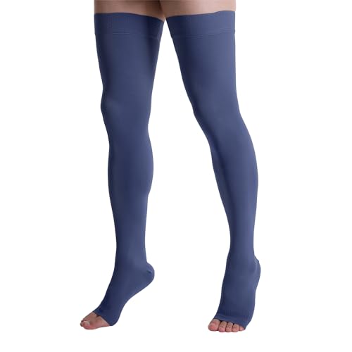 Image of Doc Miller Thigh High Compression Socks 20-30mmHg | Open Toe, Varicose Veins, Calf, Leg & Ankle Support, Pregnancy & Maternity Stockings, Small to Plus Size