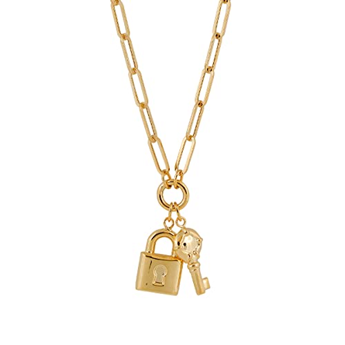 Riddle's Jewelry Lock & Key Paperclip Chain Necklace in 10K Yellow Gold