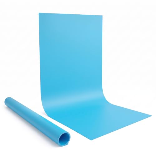 Image of HIFFIN 60x130cm Sky Blue PVC Photography Backdrop | Matte Non-Reflective Vinyl Background for Product, Food & Studio Photography | Waterproof, Durable & Easy to Clean for Creators Setup