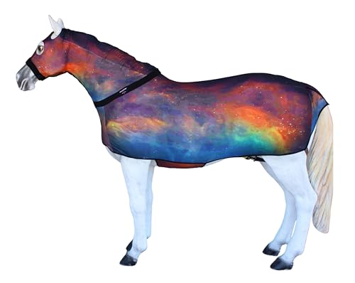 Image of Large Challenger Horse Comfort Stretch Sleazy Full Body Sheet with Neck - 4-Way Stretch Spandex Hood, Seamless Face Design - Supernova Print 521MW11