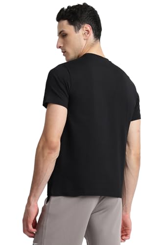 Image of Reebok Men's Cotton-Lycra Blend T-Shirt - 4-Way Stretch Smooth Smooth Round Neck Half Sleeve Tee for Men | Casual Tshirt for Men Stretchable Tshirt