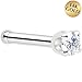 Body Candy 14k Solid Gold Nose Ring Studs -2mm Lab Created Diamond Nose Bone 18 Gauge Real White Gold Nose Ring Piercing Jewelry - 14 K Gold Nose Stud, Nose Piercings, Gold Nose Studs for Women, Men