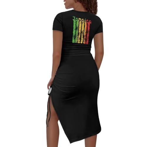 Image of Short Sleeve Dress for Women,Sexy Bodycon Dress,Plus Size Slit Dress,String Design s-4xl