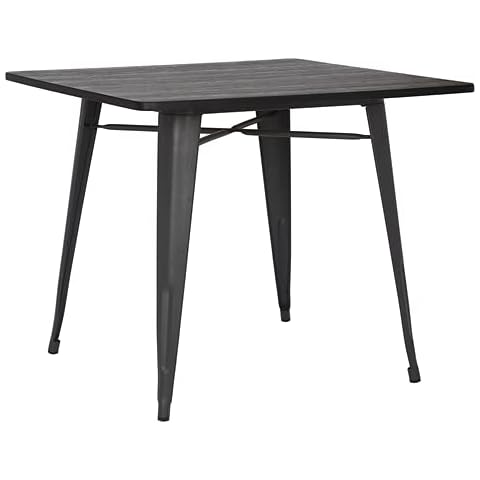 Retro Tolix Style Metal table With Wooden Top - Restaurant, Pub, Home, Garden Dining Table (Grey),table only Cover