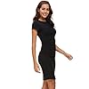 Missufe-Womens-Short-Sleeve-Ruched-Casual-Sundress-Midi-Bodycon-T-Shirt-Dress Missufe Women's Ruched Bodycon Sundress Knee Length Sheath Casual T Shirt Dress (Black, Large)