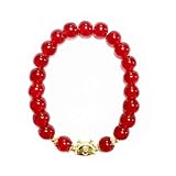2024 New Year of Dragon Beaded Charm Bracelets Handmade Crystal Pi Yao Dragon Pendant Bracelet Chinese Zodiac Feng Shui Lucky Amulet Stretch Bracelets New Year Gifts for Women Unisex Jewelry (CC-red)
