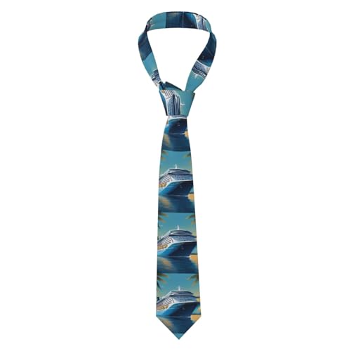 WHJSHOP Luxury Cruise Ship Picture New men's tie with silk print, durable for both daily and business use