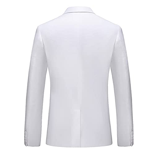 Costume 2 pièces Coupe Slim pour Hommes Robe Blazer à Un Bouton Coupe Classique Ensemble de Pantalons de Veste Formelle de Mariage de Grande Taille (Blanche,XXL) - Image 4