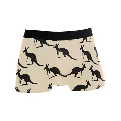 ALAZA Men's Boxer Brief,Seamless Pattern Of Kangaroo Silhouettes Underwear Shorts with Waistband,Soft and Breathable,S