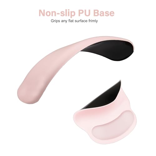 Image of MOSISO Wrist Rest Support for Mouse Pad&Keyboard Set, Circle Curved Ergonomic Mousepad&Coaster Non-Slip Base Home /Office Pain Relief&Easy Typing Pad with Soft Cloth&Raised Memory Foam, Chalk Pink