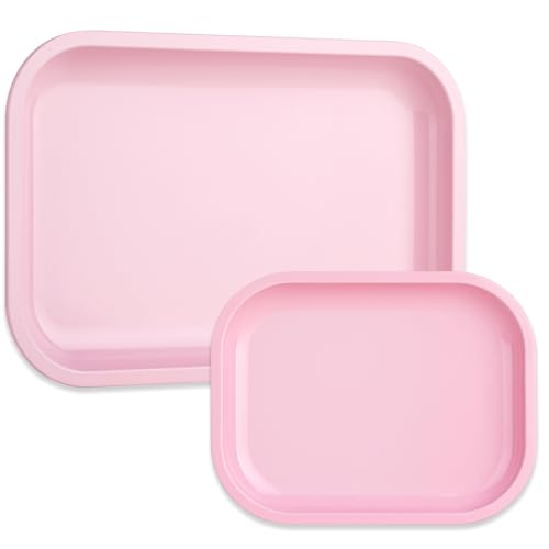 Pink Metal Tray 2 Pack 11"x7" and 7"x5.5" (Pink)
