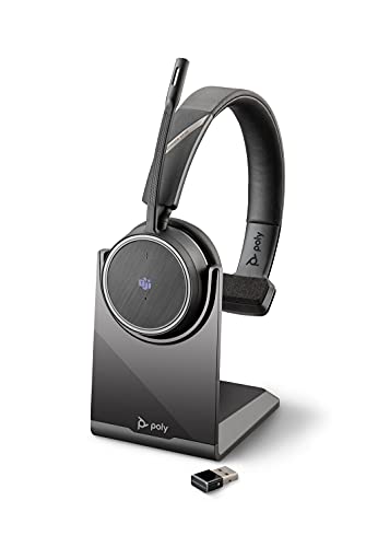 Plantronics – Voyager 4210 UC USB-A Headset (Poly) – Mono Bluetooth-Kopfhörer mit Bügel-Mikrofon, Noise-Cancelling & Ladestation – Anschluss an PC, Mac & Mobiltelefon - Teams (zertifiziert)