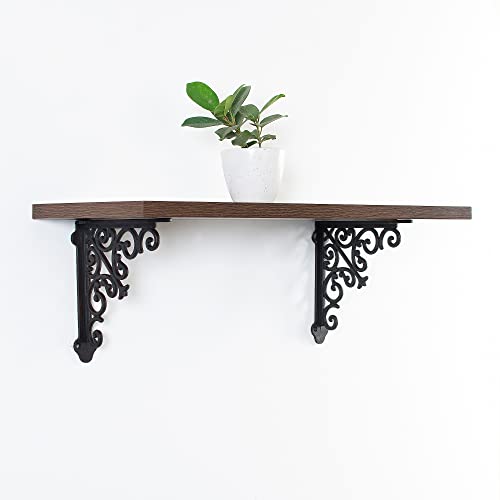 Victorian Shelf Bracket 18 X 18 Cm L-Shaped Shelf Bracket Heavy Duty Pack Of 2 (Antique Black)- Deco Window #TOP5