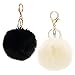 LMCHG Portachiavi A Forma di Palla di Peluche Portachiavi in ​​soffice Pelliccia Portachiavi A Sfera Soffice Portachiavi con Pompon di Coniglio per Chiavi, Zaini, Portafogli, Beige E Nero