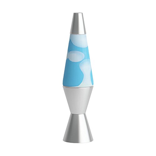 Lava the Original 14.5-Inch Silver Base Lamp with White Wax in Blue Liquid