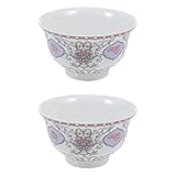 TOYANDONA 2 Stück Keramikschalen Mongolische Ethno reisschalen aus Hochwertiger Keramik Dekorative Fünf livestock motive Robuste Alltags Servierschüsseln für Küche und Restaurant