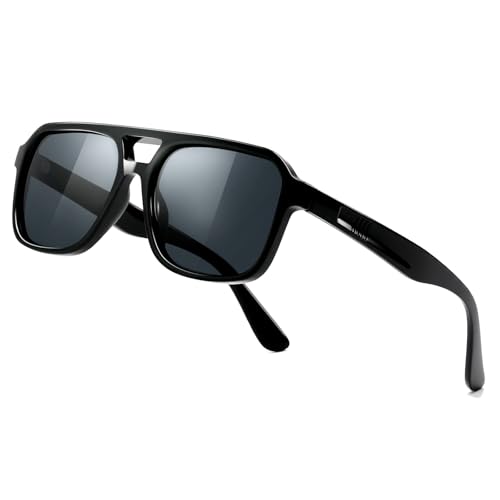 Image of SUNGAIT Men's Sunglasses Retro Aviator Polarized Square Shades UV400 Protection