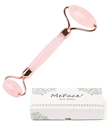 Rose Quartz Roller for Face, Real Authentic Jade Stone Facial Skin Massager Anti Aging Beauty Tool for Face Eyes Neck Body Wrinkles Puffiness-Rose Jade Roller