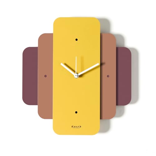 Arti & Mestieri Empire - Orologio da parete di Design 100% Made in Italy - in Ferro, 28 x 30h cm (Viola ametista, mocha mousse, ocra)