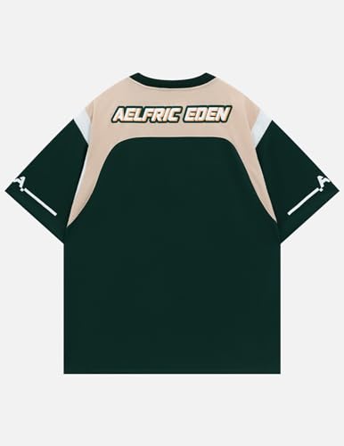 Aelfric Eden Mens Oversized Color Blocking T Shirt Racing Print Tee Vintage Streetwear Casual T Shirts Y2k Tops2