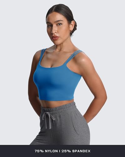 Image of Aoxjox Women's Workout Sports Bras Fitness Padded Backless Yoga Crop Tank Top Twist Back Cami