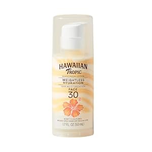 Hawaiian Tropic Weightless Hydration Lotion Sunscreen for Face SPF 30, 1.7oz | Travel Size Sunscreen Lotion, Beach Essentials, Sun Protection, Travel Sunblock Face, Summer Essentials, 1.7 fl oz