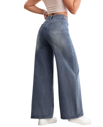 Baggy Jeans Women Men, High Waisted Wide Leg Sweatpant Jeans Elastic Waist Cute Pants Streetwear Clothes4