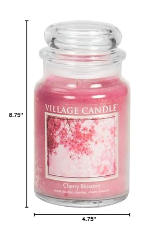 Village Candle Cherry Blossom 26 oz Glass Jar Scented Candle, Large