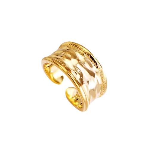 Bague en Argent 925 doré de haute qualité et design concave ajustable pour femme