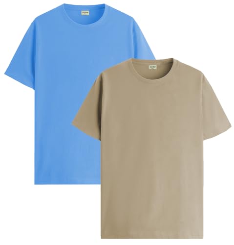 Image of ADRO Men's Cotton Regular Fit Combo Plain Solid T-Shirt Pack of 2