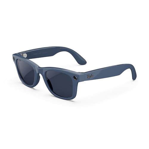 Image of Ray-Ban Meta (Gen 2), Wayfarer Large, Shiny Cosmic Blue | Smart AI Glasses for Men, Women - 2X Battery Life - 3K HD Resolution - 12 MP Ultra-Wide Camera, Audio, Video - Transitions Sapphire Lenses