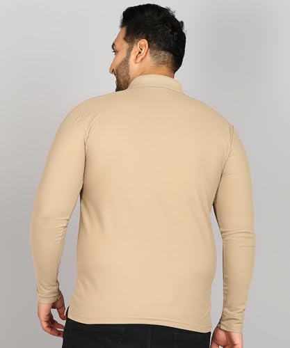 Image of INKKR Plus Size Men's Solid Polo Neck Full Sleeve T-Shirts