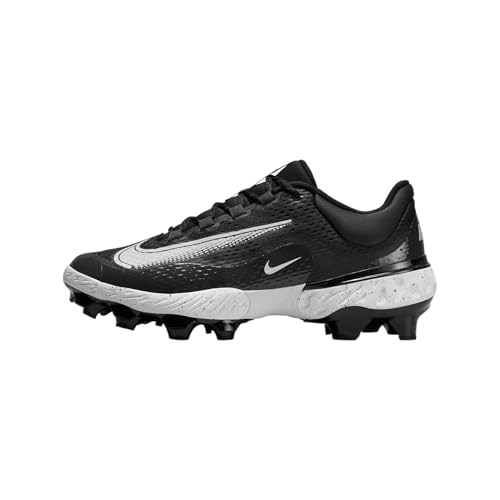 Image of Nike Alpha Huarache Elite 4 Low MCS Men's Baseball Cleats (FD6221-003, Black /Dark Smoke Grey /White) Size 8